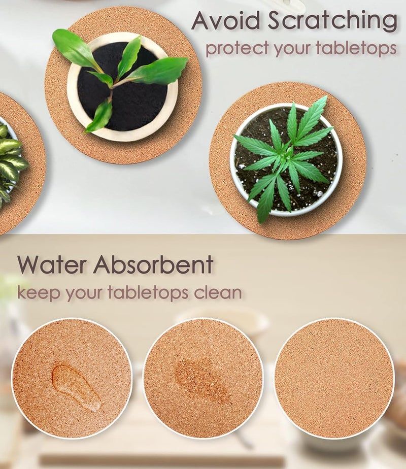 KITLAB Cork Plant Coasters - 4 Sizes Double Layers 4/6/8/10 Inch Planter Coaster, Absorbent Mats for House Plants, 8 Pcs - Image 5